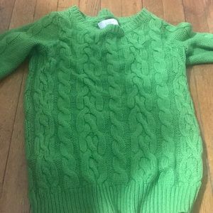 Green cable knit sweater